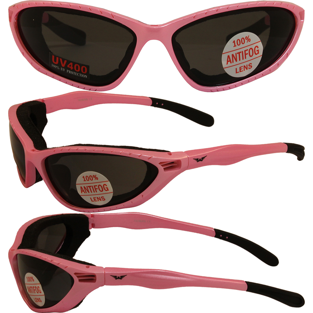 Womens Ladies Foam Padded Motorcycle Riding Pink Glasses Sunglasses U2